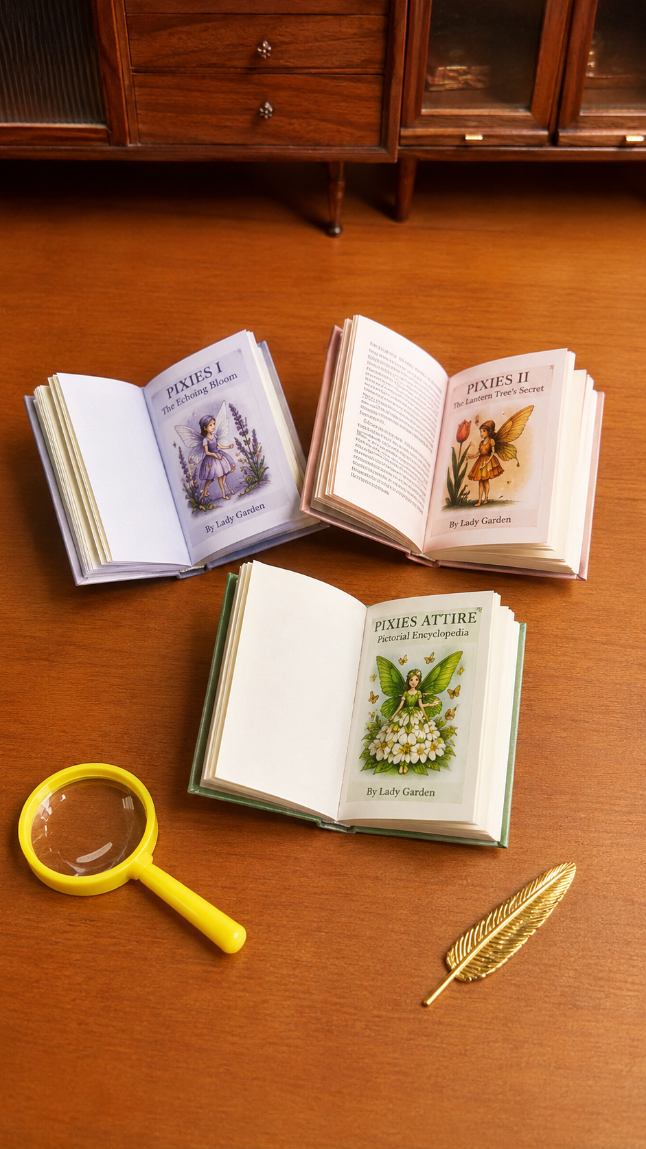 HOMEZEK 1:6 Miniature Flower Fairy Storybook Set for Dollhouse and Collectors