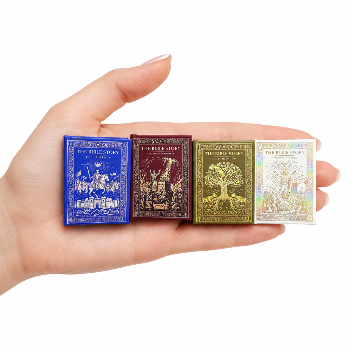 Christian Bible Story Collection, 4-Book Faith Keepsake Set, Mini Bible Story Books, Faith Reminder & Christian Gift