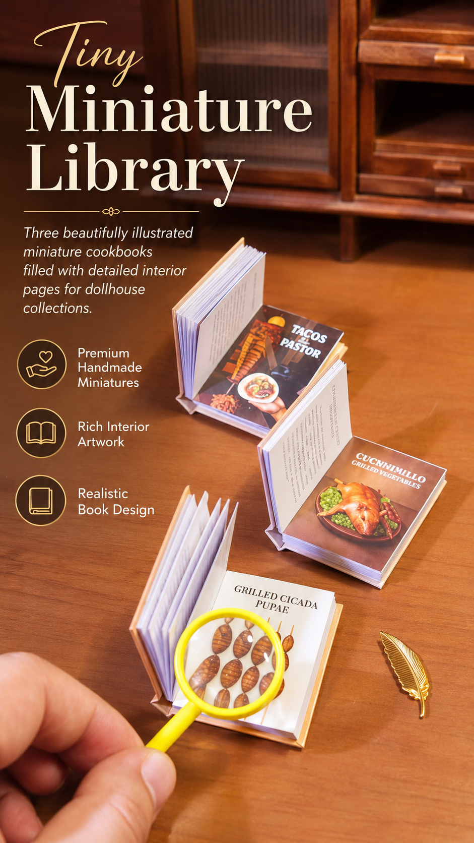 HOMEZEK 1:6 Miniature Barbecue Storybook Set for Dollhouse and Collectors