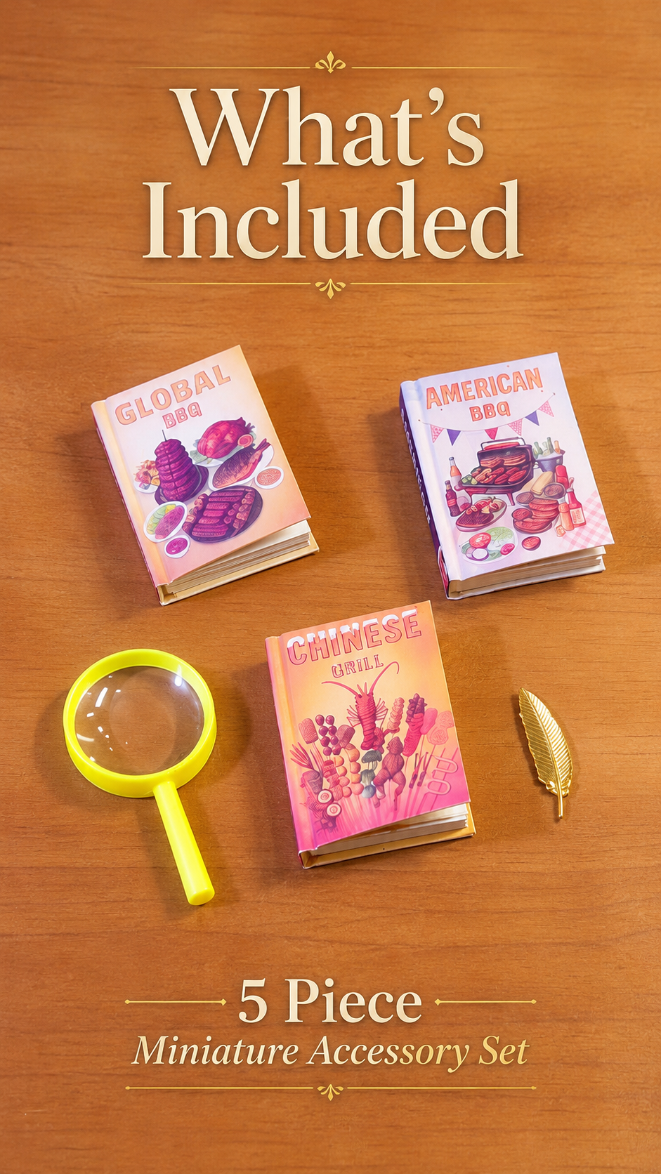 HOMEZEK 1:6 Miniature Barbecue Storybook Set for Dollhouse and Collectors