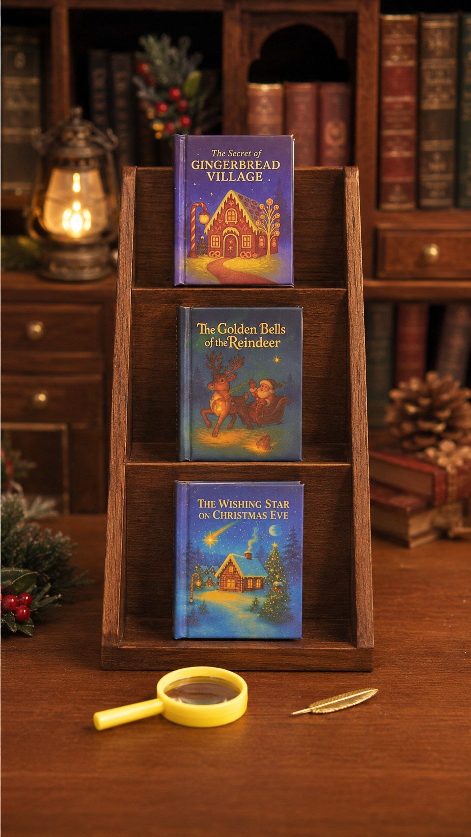 HOMEZEK 1:6 Miniature Christmas Storybook Set for Dollhouse and Collectors
