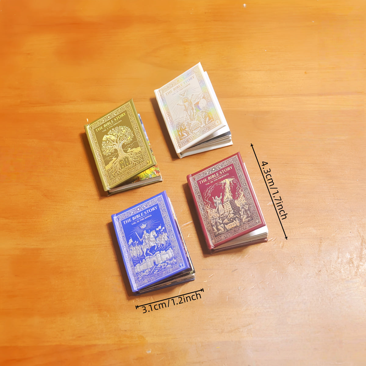 Christian Bible Story Collection, 4-Book Faith Keepsake Set, Mini Bible Story Books, Faith Reminder & Christian Gift